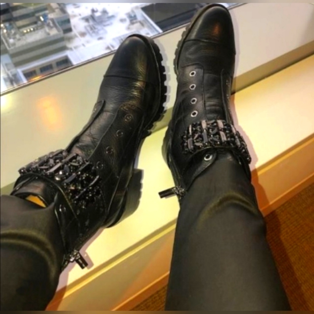 NWT Karl Lagerfeld Pippa Lug Sole Black Booties Ankle Boots Size 7 - Picture 12 of 14
